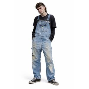 Vintage Liberty Distressed Denim Overalls Authentic Wear Grunge Rugged Workwear